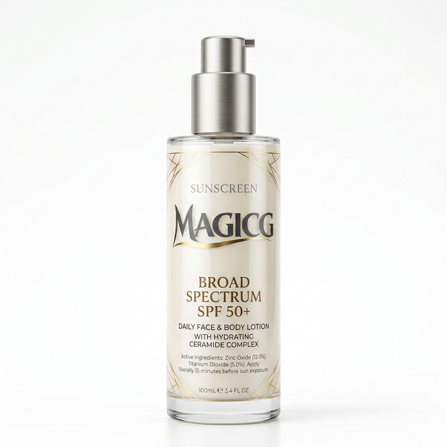 Magicg Broad Spectrum SPF 50+ Sunscreen — Daily Face & Body Lotion with Hydrating Ceramide Complex