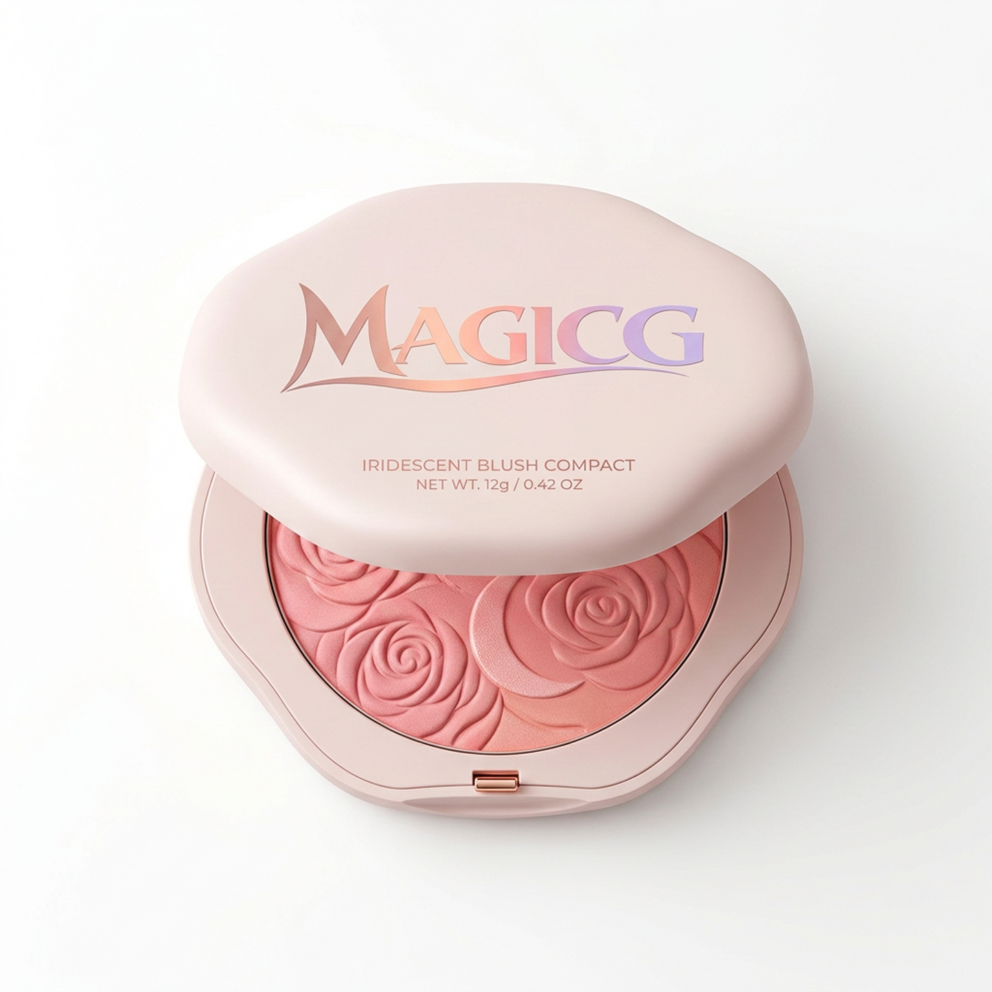 Magicg Iridescent Blush Compact — Rose-Embossed Glow, Petal-Soft Radiance