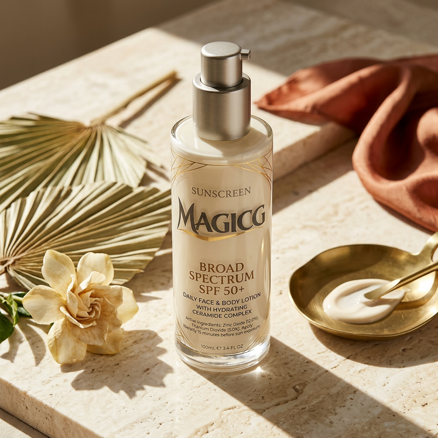 Magicg Broad Spectrum SPF 50+ Sunscreen — Daily Face & Body Lotion with Hydrating Ceramide Complex