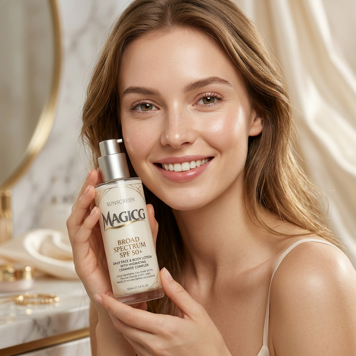 Magicg Broad Spectrum SPF 50+ Sunscreen — Daily Face & Body Lotion with Hydrating Ceramide Complex